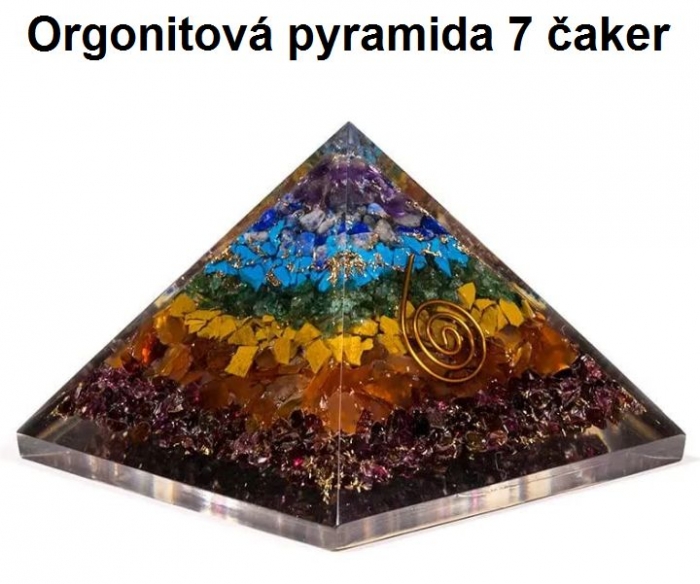 Orgonitová pyramida 7 čaker, vel. 8x6 cm
