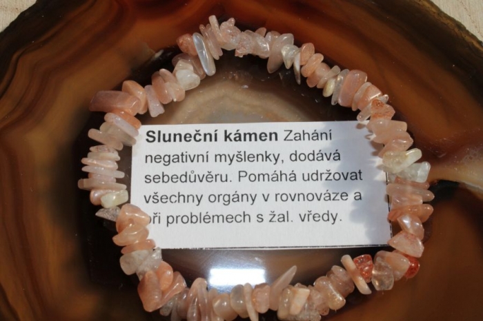 Sluneční kámen oranžový - náramek