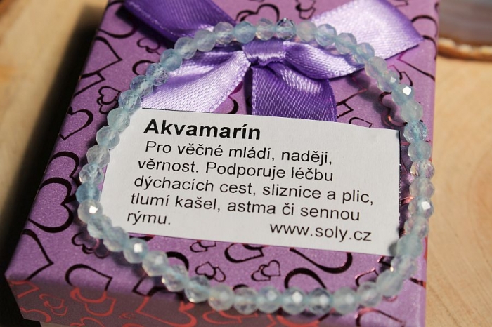 Akvamarín náramek 4mm kulička eshop obchod