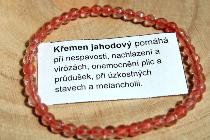 Křemen jahodový - náramek 4mm broušený