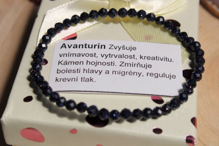 Avanturín modrý - náramek 4mm broušený