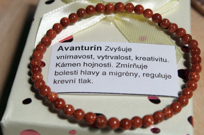 Avanturín zlatý - náramek 4mm kulička eshop