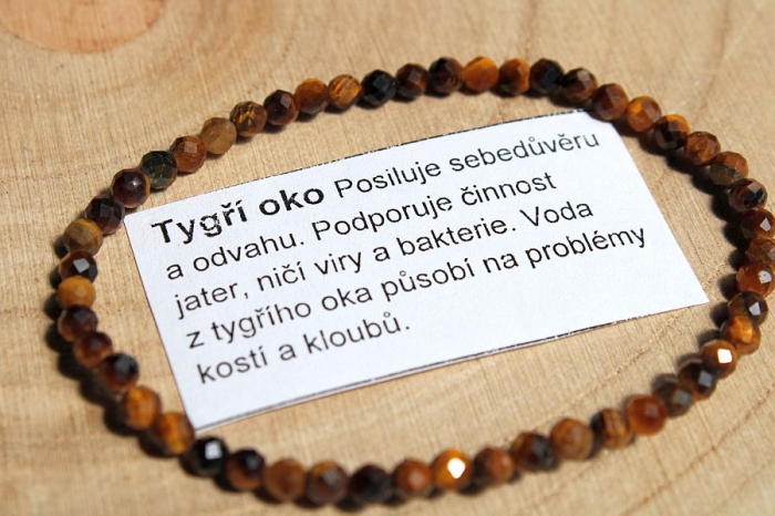 Tygří oko - náramek 4mm kulička broušená