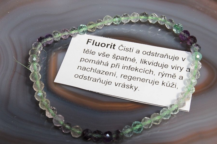 Fluorit - náramek 4mm broušená kulička