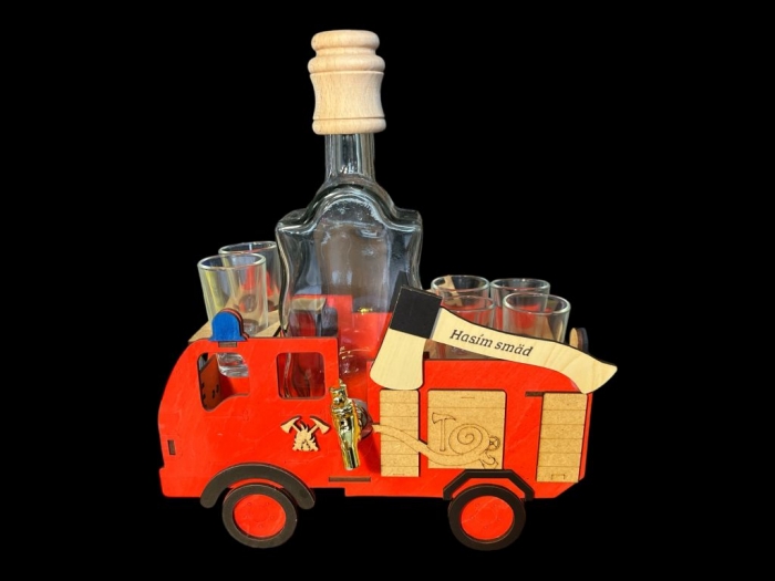 Dárková skleněná láhev na alkohol pro hasiče, požiarnika
