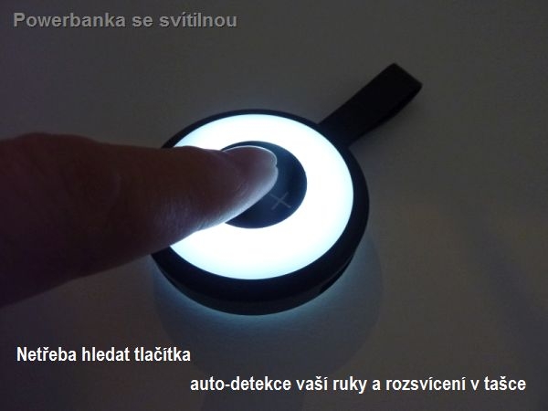 Powerbanka se svítilnou bez přepínačů