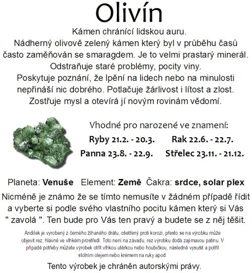 Olivín je kámen chránící lidskou auru