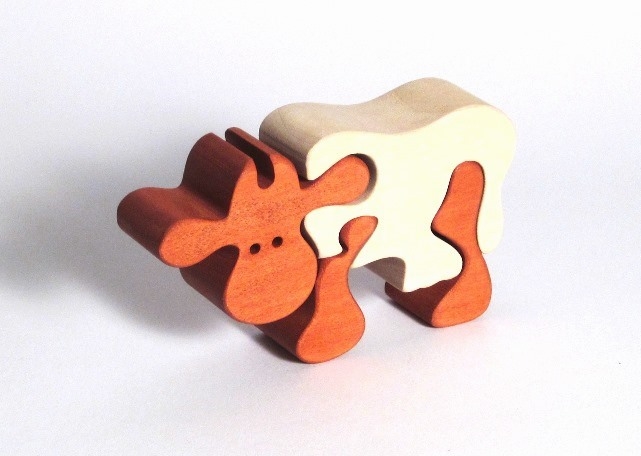 Puzzle dřevěné kráva kravička