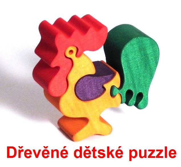 Dřevěné dětské puzzle kohout