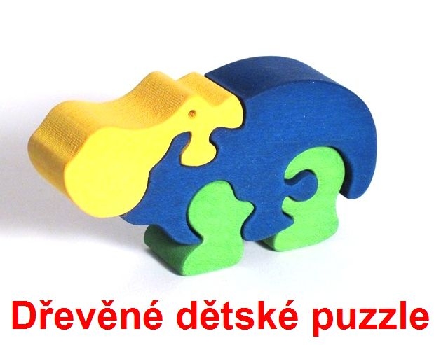 Dřevěné dětské puzzle hroch