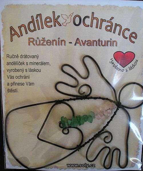 KŘIŠŤÁL - RŮŽENÍN Andílek ochránce z drátu