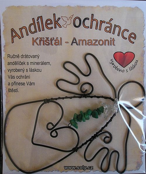 KŘIŠŤÁL - AMAZONIT anděl s ochranými kameny