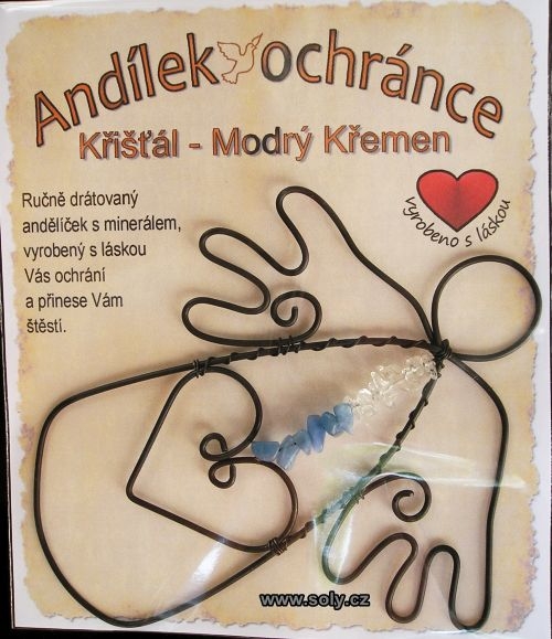 MODRÝ KŘEMEN - KŘIŠŤÁL anděl ochránce