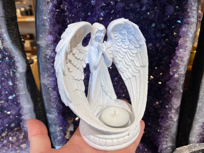 Anděl soška s držákem na svíčku dárek