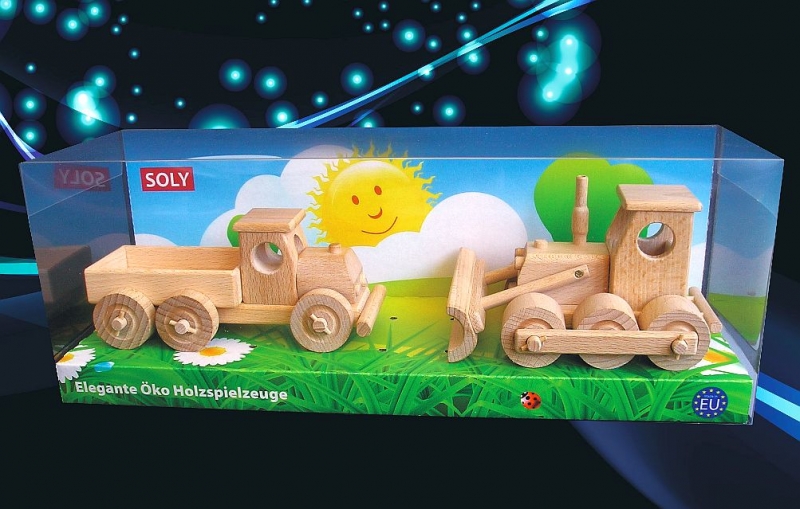 Dřevěné hračky, nákladní automobil + buldozer