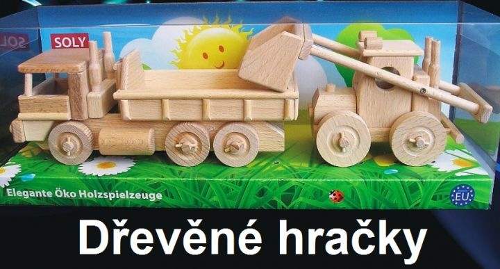 Dřevěný náklaďák a buldozer hračka