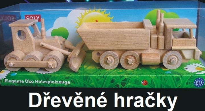 Auta pro kluky, náklaďák a buldozer dřevěné hračky