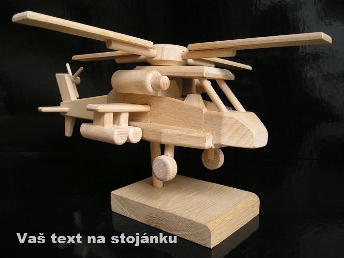 Vojenský vrtulník, helikoptéra Apache dřevěný dárek pilotovi