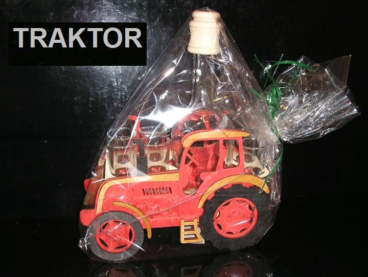 Dárkové láhve traktor a sklo na alkohol pro traktoristy