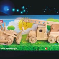 Buldozer + autojeřáb dřevěné přírodní české hračky pro děti