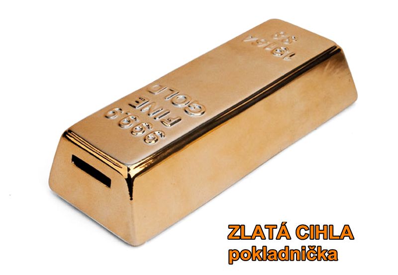 Pokladnička, pokladnička pro děti zlatá cihla, cihlička, cihla