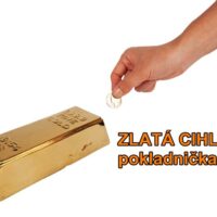 Pokladnička, pokladnička pro děti zlatá tehla