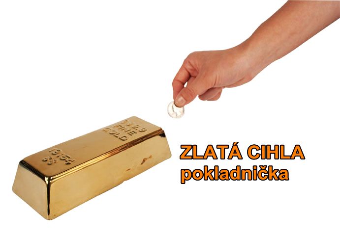 Pokladnička, pokladnička pro děti zlatá tehla