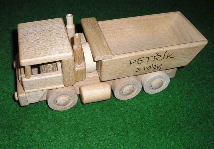 Nákladní auta a buldozer ze dřeva dřevěné hračky