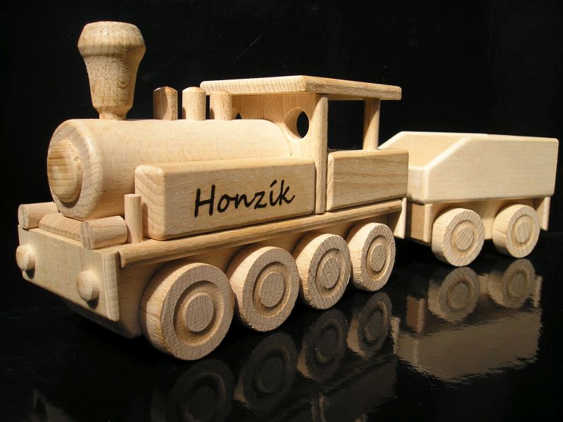Dřevěný vláček Dřevěné vláčky Lokomotiva s uhlákem