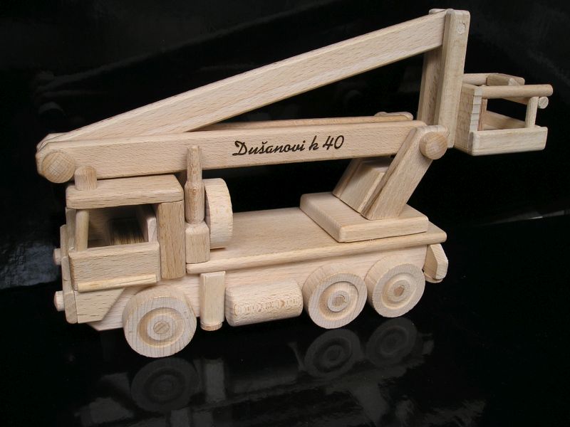Zvedací plošina model vozidla vůz dřevěný dárek, hračka.