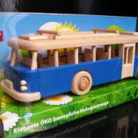 Dřevěný modrý autobus dárek model hračka