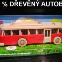 Retro dřevěný červený autobus hračka dárek