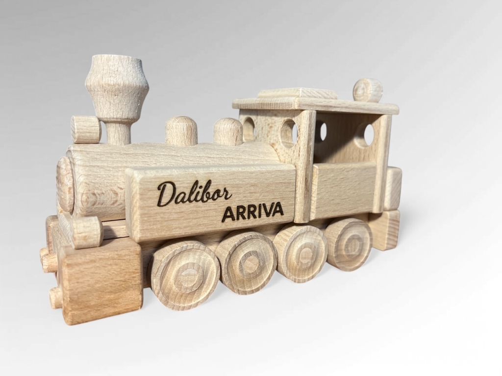 Dárek pro železničáře model dřevěného vlaku