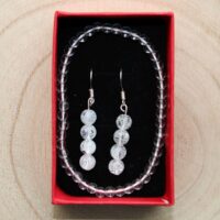Náramek a náušnice z praskaného křišťálu 4 mm, 19 cm, minerální set