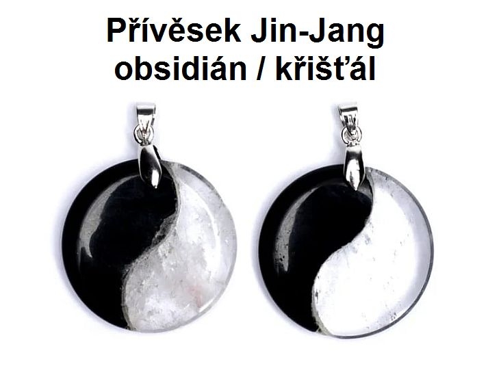 Přívěsek Jin Jang obsidián a krystal