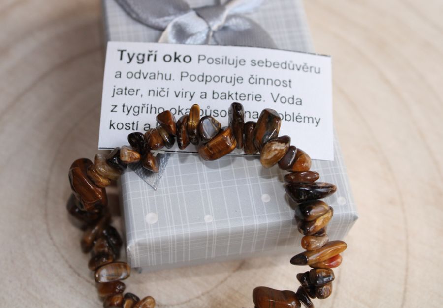 Náramek z tygřího oka sekaný 19 cm, přírodní minerální šperk