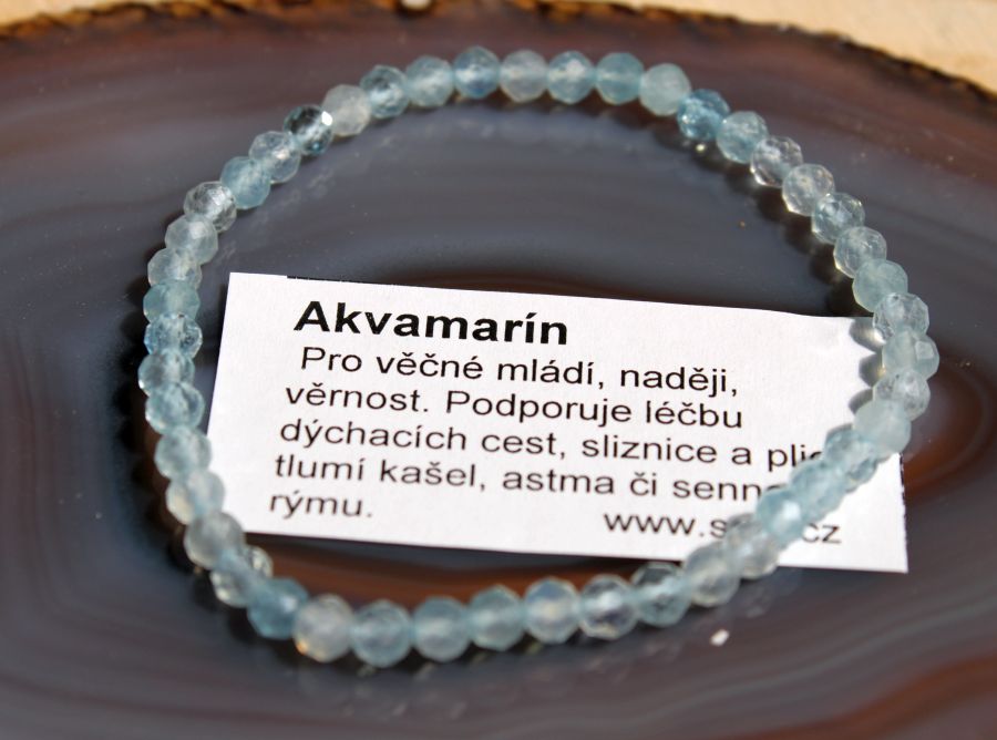 Náramek z akvamarínu 19 cm, přírodní minerální šperk