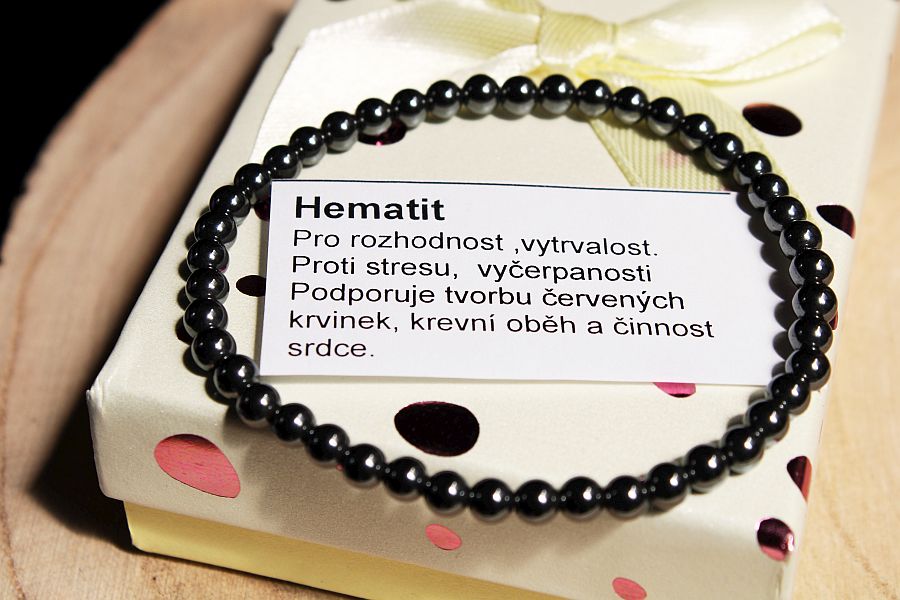 Náramek z hematitu sekaný 19 cm, přírodní minerální šperk s kovovým leskem