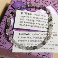 Broušený křišťál turmalín náramek minerálů a kamenů