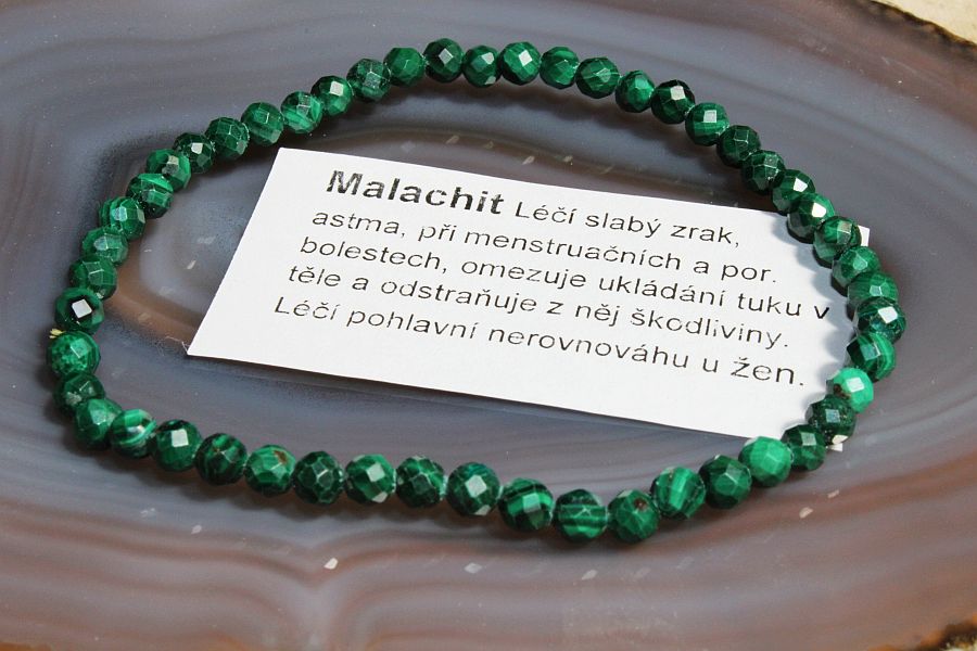 Náramek z malachitu 19 cm, sekané kameny, přírodní minerální šperk