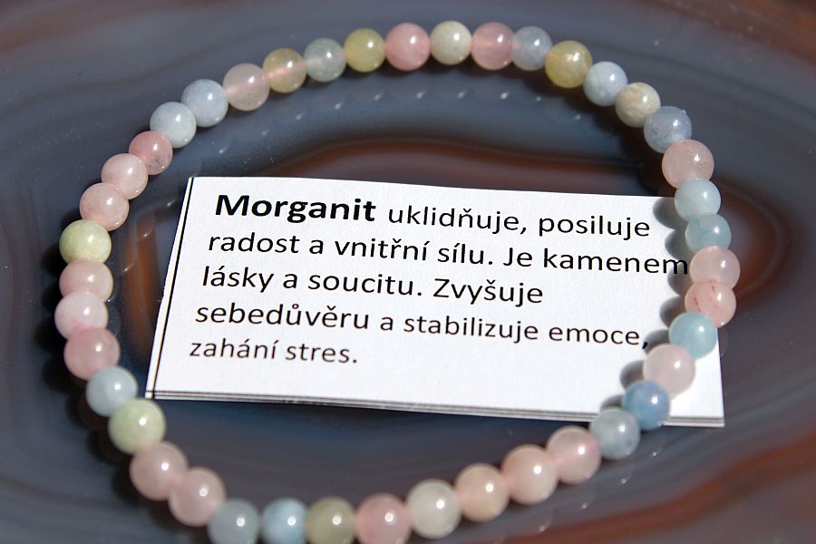 Náramek z morganitu sekaný 19 cm, přírodní minerální šperk