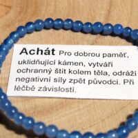 Náramek z modrého achátu 4 mm, 19 cm, přírodní minerální šperk