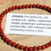 Náramek z červeného jaspisu sekaný 19 cm, přírodní minerální šperk