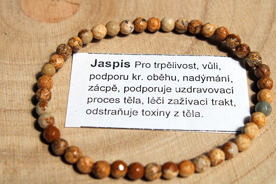Náramek z obrázkového jaspisu sekaný 19 cm, přírodní minerální šperk