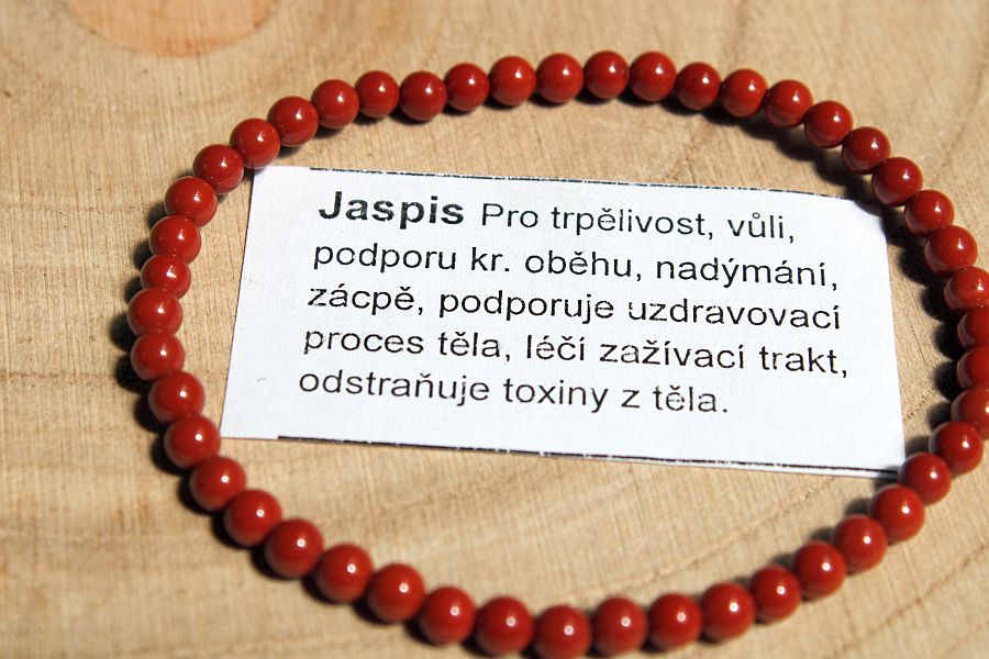 Náramek z červeného jaspisu sekaný 19 cm, přírodní minerální šperk