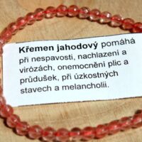 Náramek z jahodového křemene 19 cm, přírodní minerální šperk