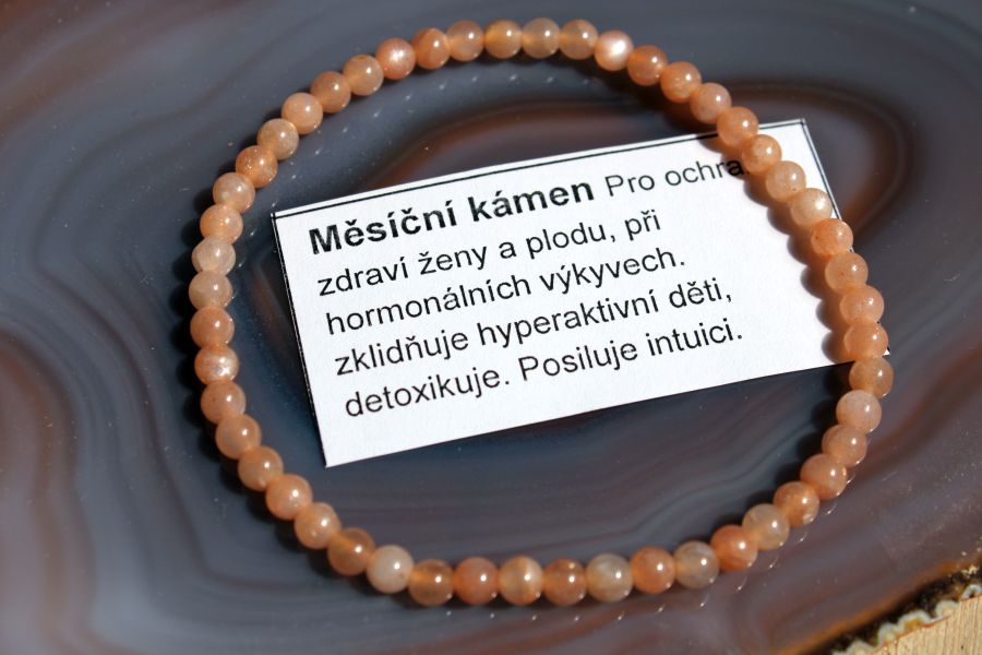 Náramek z oranžového měsíčního kamene 19 cm, přírodní minerální šperk