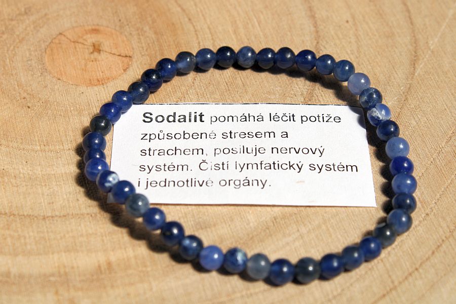 Náramek ze sodalitu 4 mm, 19 cm, přírodní minerální šperk