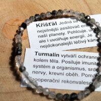 Broušený náramek z křišťálu s turmalínem 19 cm, minerální šperk
