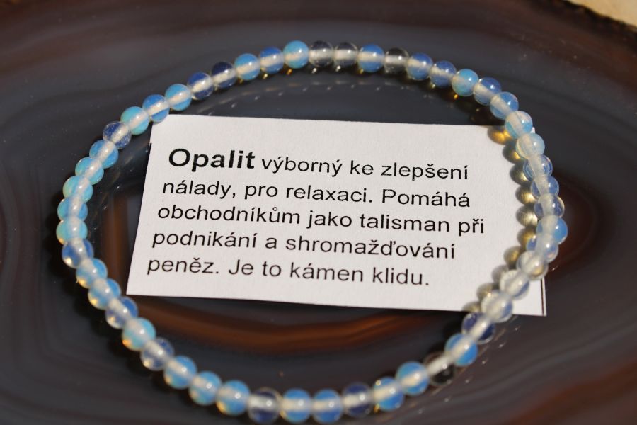 Náramek z opalitu 4 mm, 19 cm, minerální šperk s jemným leskem